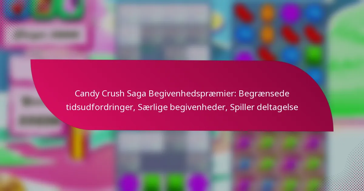 Candy Crush Saga Begivenhedspræmier: Begrænsede tidsudfordringer, Særlige begivenheder, Spiller deltagelse