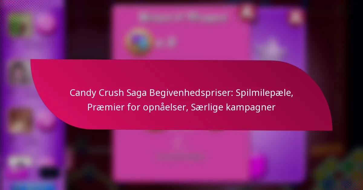 Candy Crush Saga Begivenhedspriser: Spilmilepæle, Præmier for opnåelser, Særlige kampagner