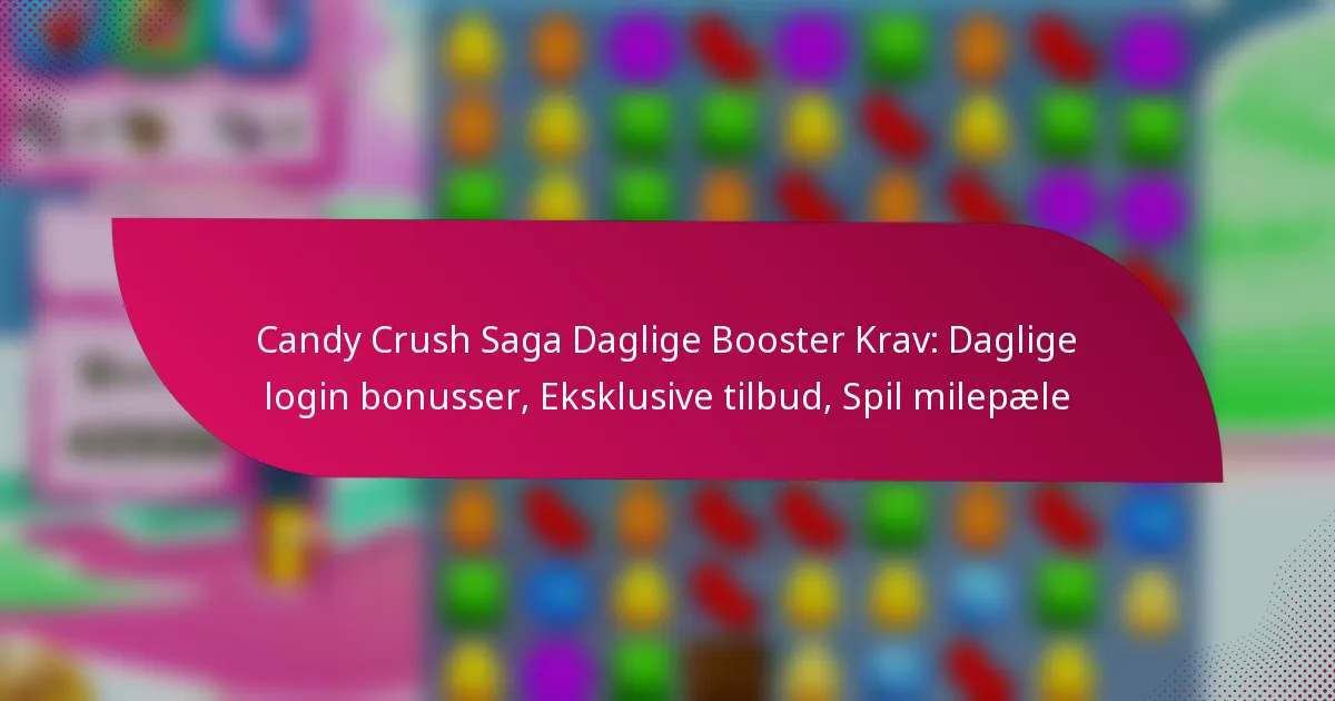 Candy Crush Saga Daglige Booster Krav: Daglige login bonusser, Eksklusive tilbud, Spil milepæle